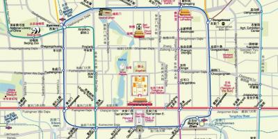 Mapa metro v Pekingu mapa s turistických atrakcí