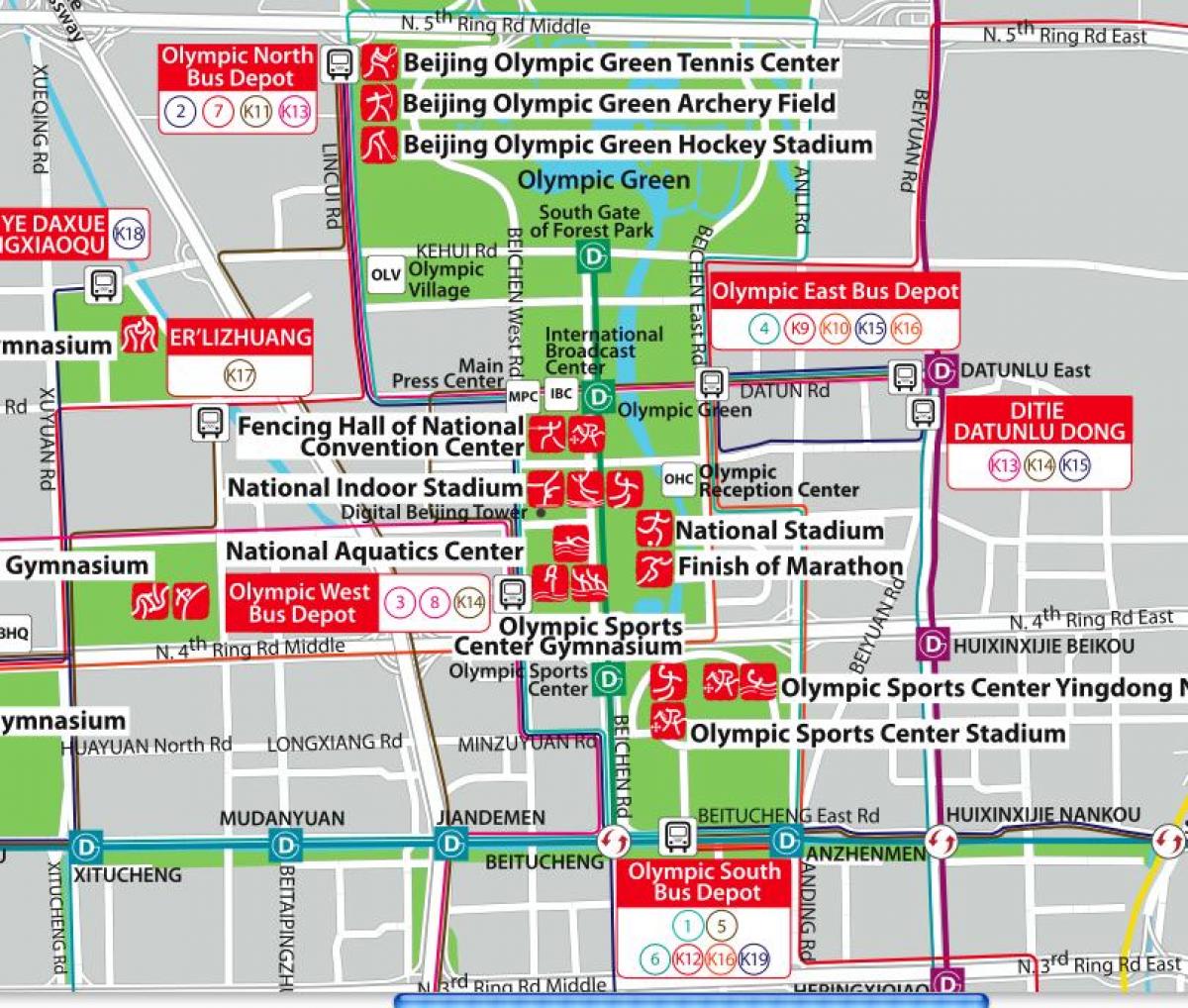mapa Pekingu olympijský park