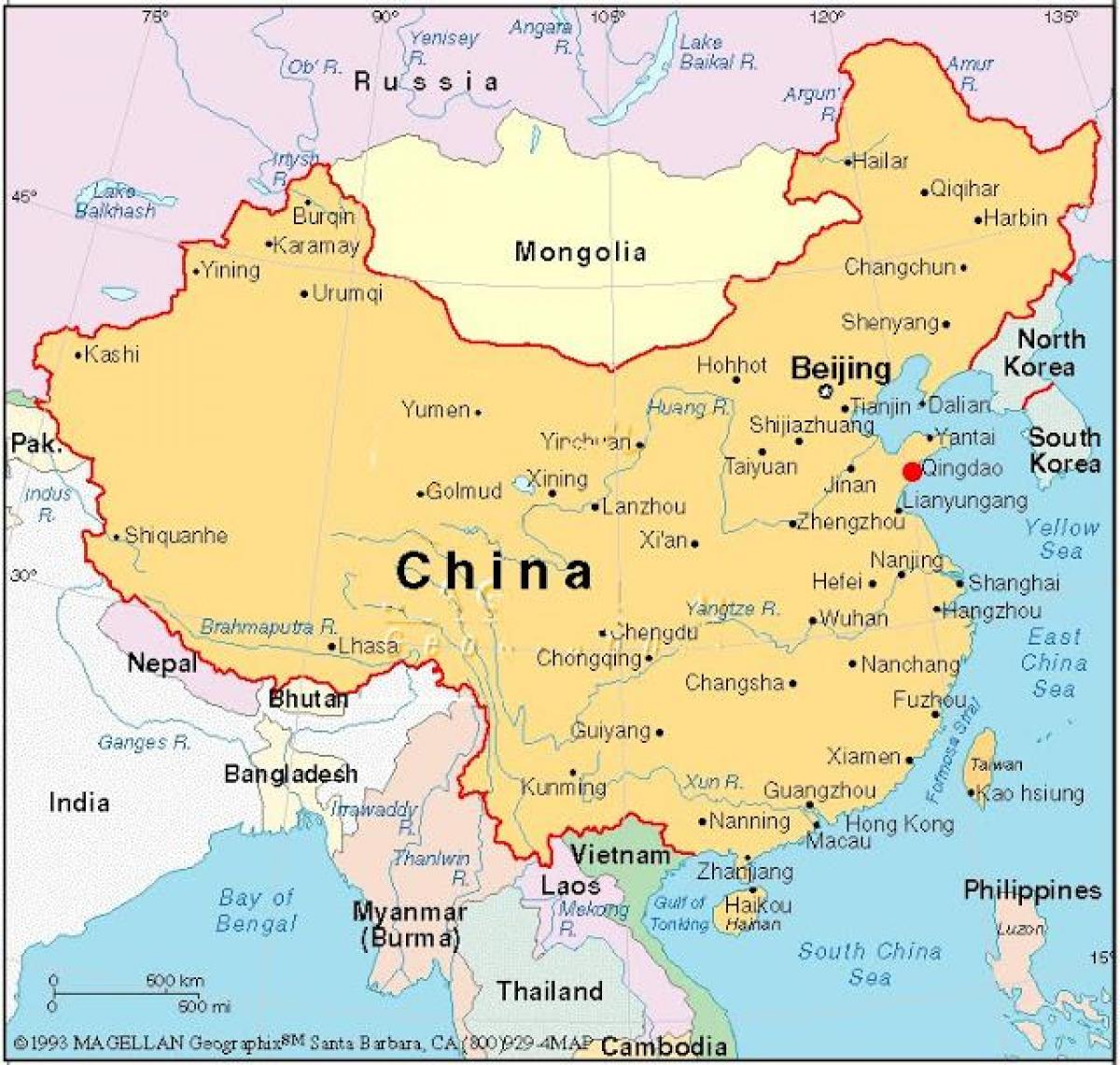 mapa hlavního města Číny