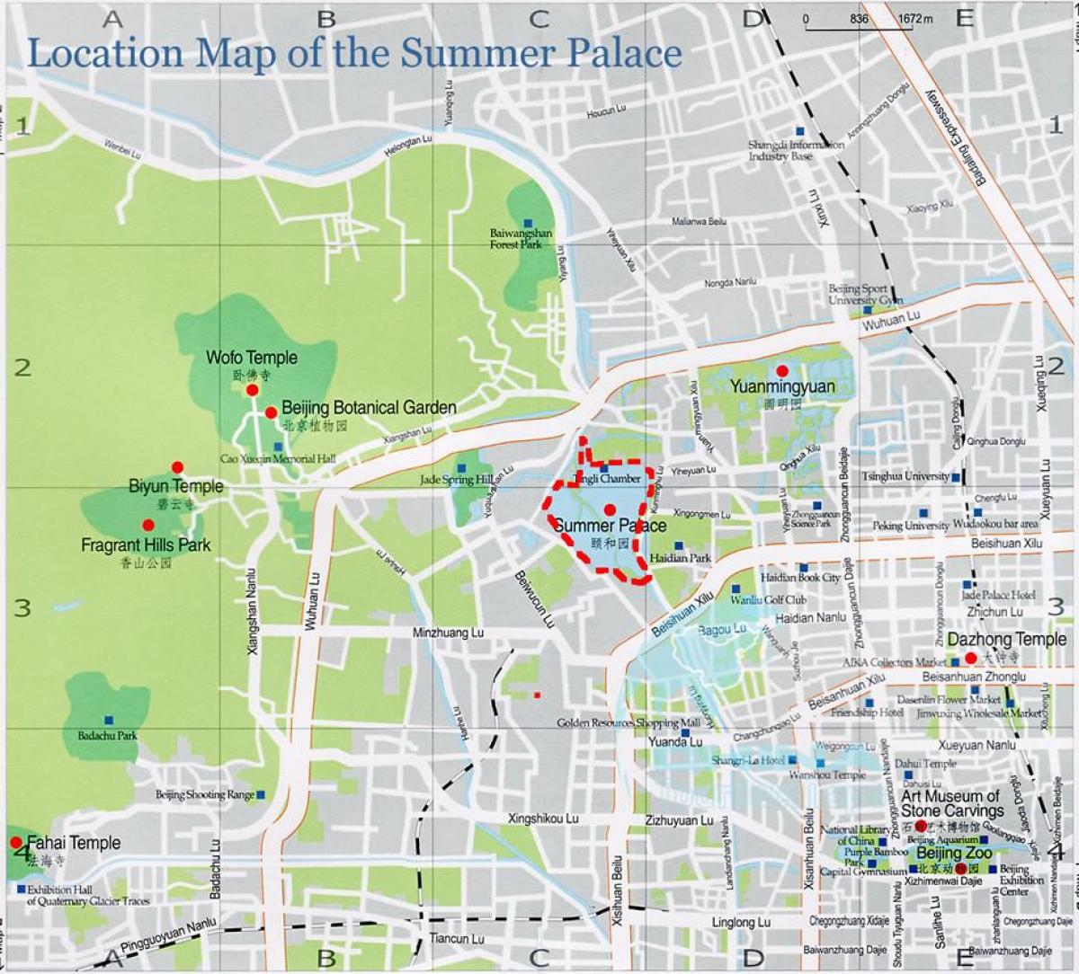 mapa letní palác v Pekingu