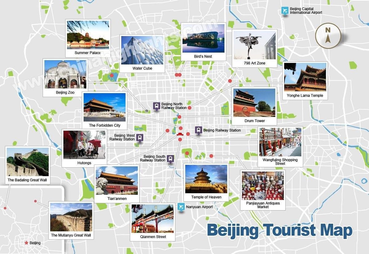 Peking místa zájmu na mapě