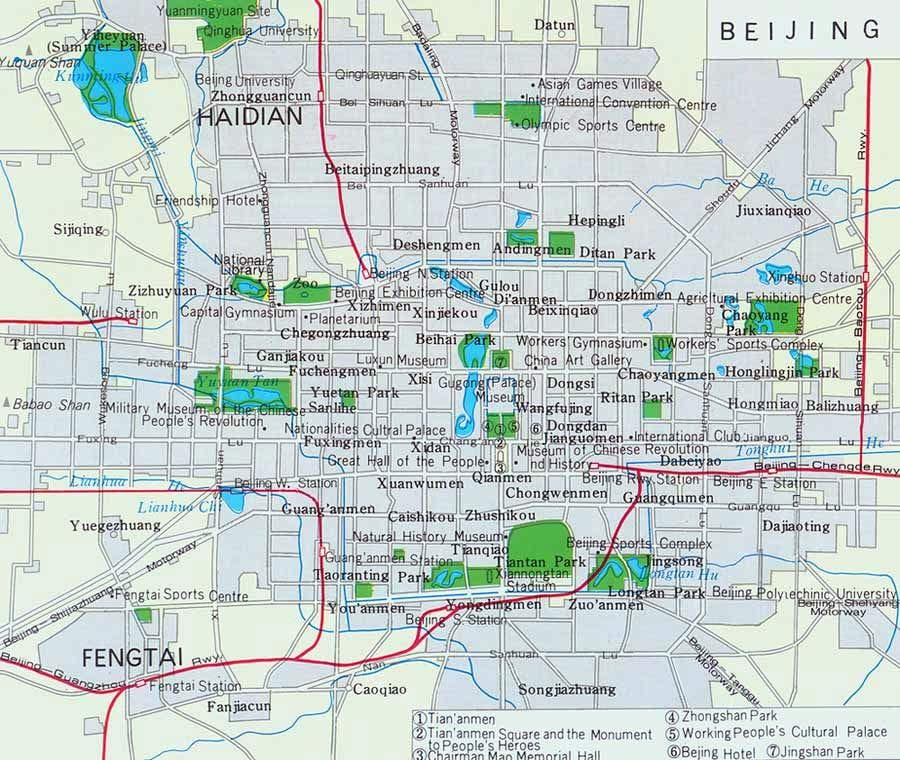 mapa města Pekingu