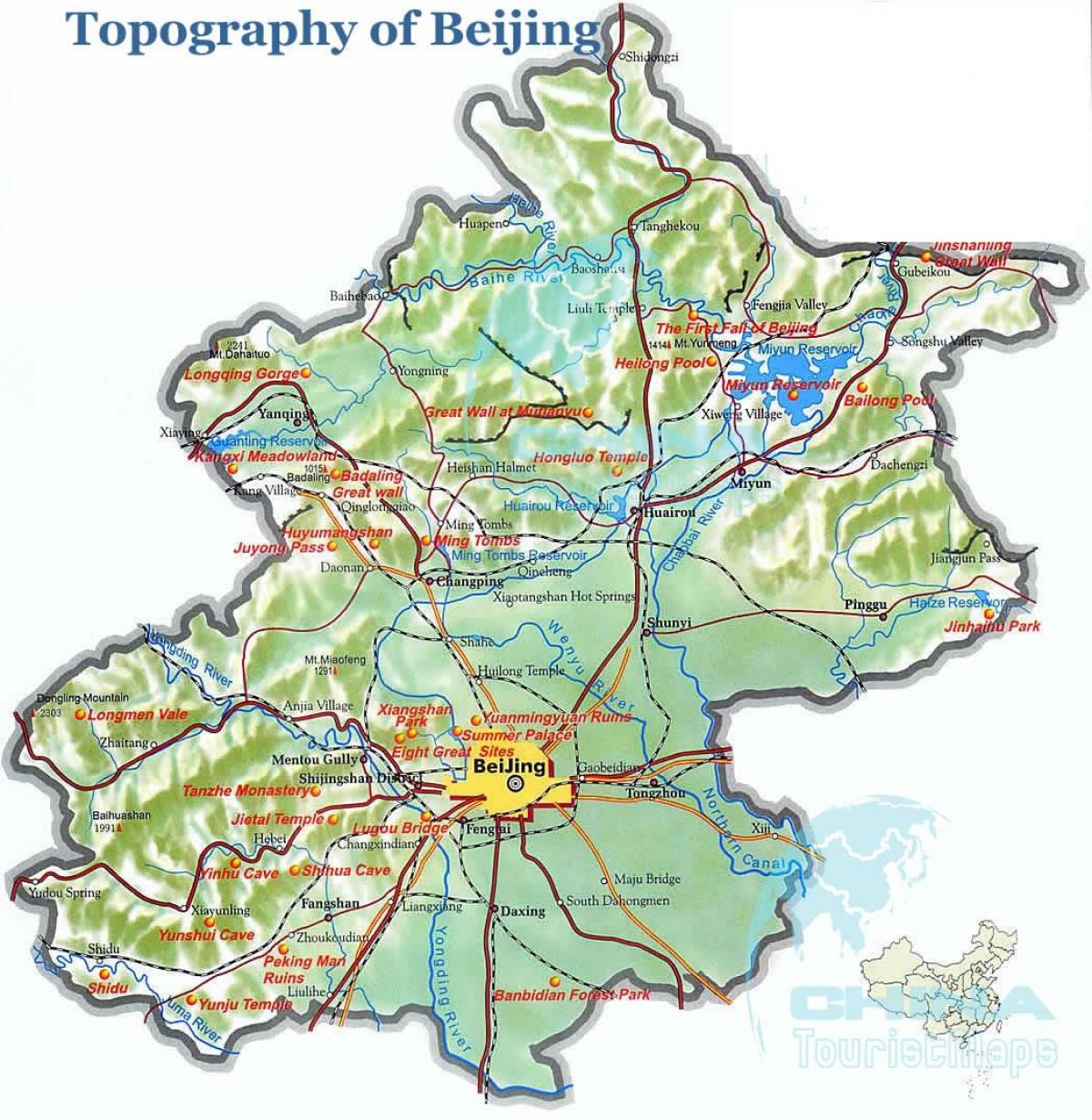 mapa Pekingu topografické
