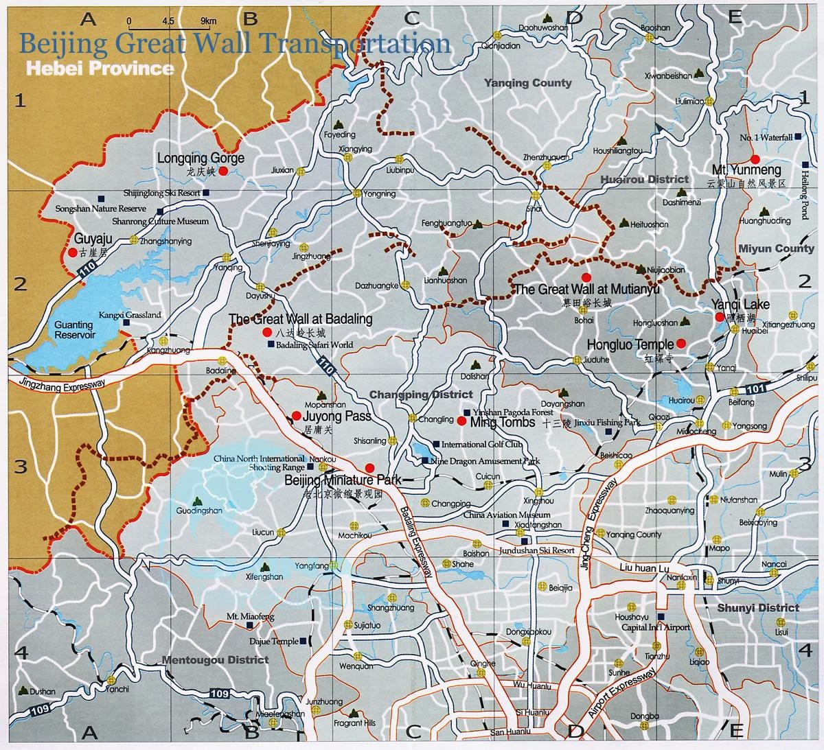 mapa Pekingu tranzitu