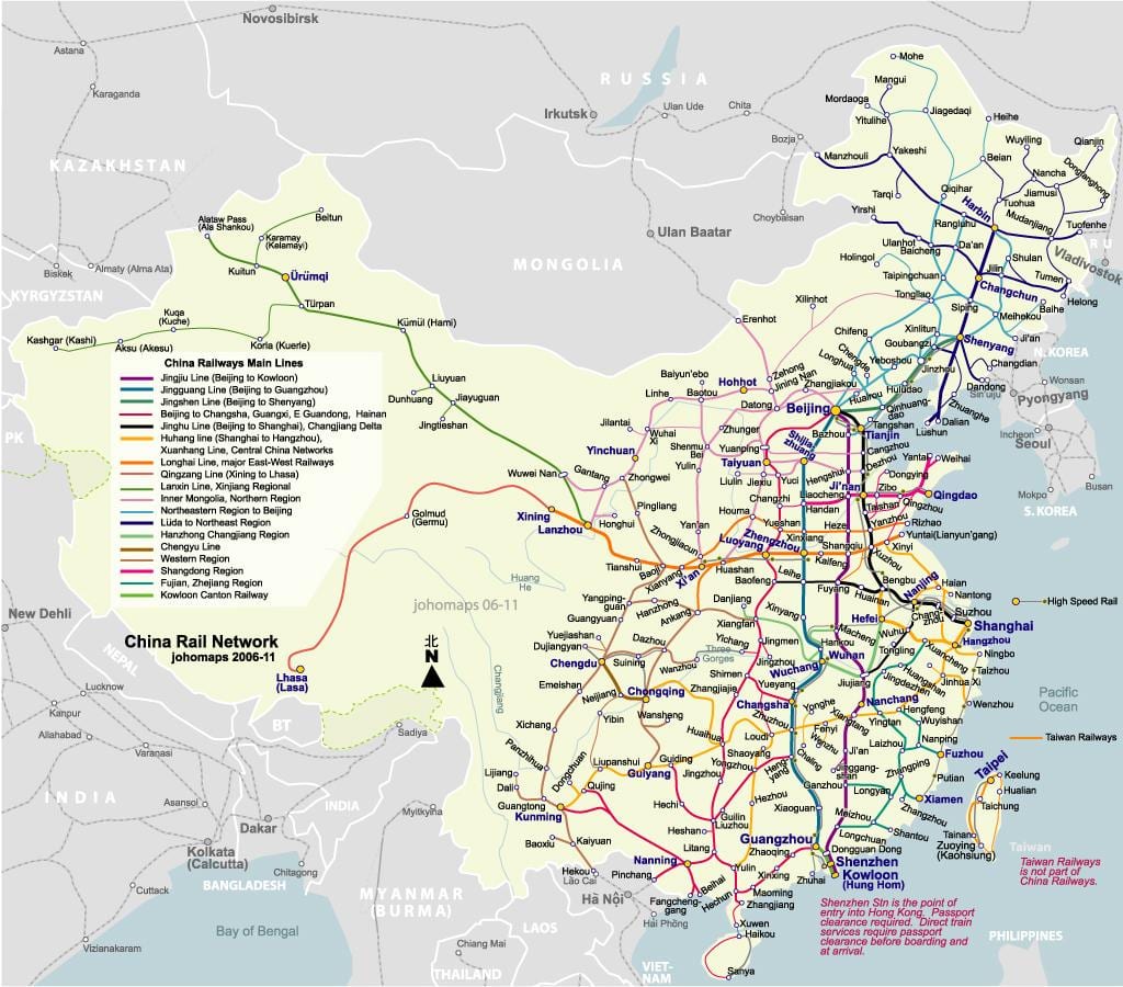 Peking železniční mapě