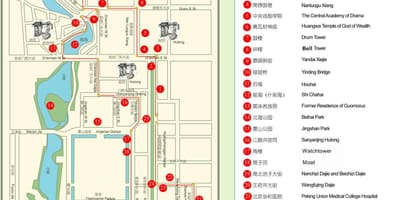 Mapa Pekingu hutong