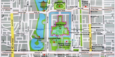 Mapa Pekingu turistických atrakcí